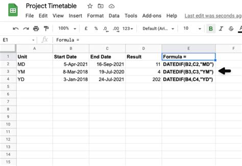 Google spreadsheet date difference Suppose you want to calculate the age of a person with a birthdate in cell A1 and today's date in cell B1